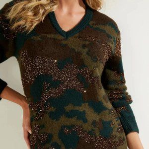Guess Deana Camo Sweater Dress Size S